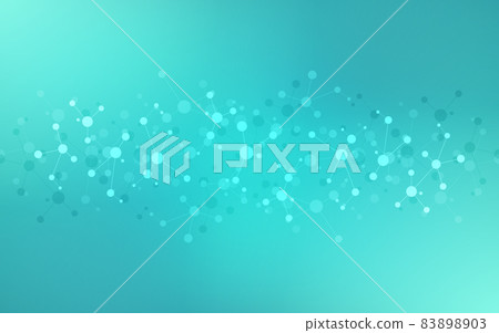 Illustration of molecular structure and genetic engineering, molecules DNA, neural network, scientific research. Abstract background for innovation technology, science, healthcare, and medicine Illustration of molecular structure and genetic engineering, molecules DNA, neural network, scientific research. Abstract background for innovation technology, science, healthcare, and medicine 83898903