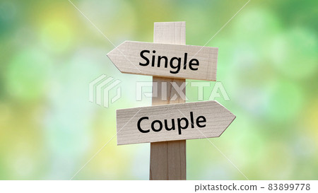 Road sign and green background_2 Direction_Middle_Single and Couple characters Road sign and green background_2 Direction_Middle_Single and Couple characters 83899778