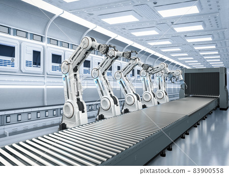robot assembly line in  factory 83900558