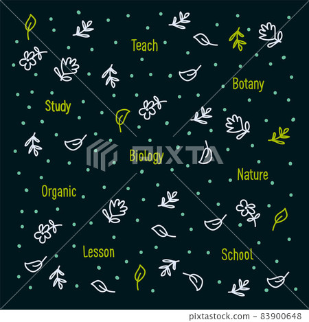 Botany background for school. Teaching Botany and Biology to children. Poster of School lessons and letters circle doodle. Botany background for school. Teaching Botany and Biology to children. Poster of School lessons and letters circle doodle. 83900648