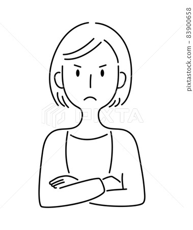 Vector illustration of a woman with arms crossed and an angry face 83900658