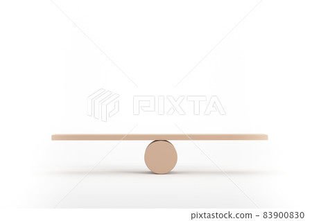 Balance concept, board on wooden top hat like balance isolated on white background. 83900830