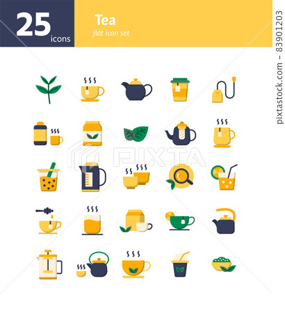 Tea flat icon set. Vector and Illustration. 83901203