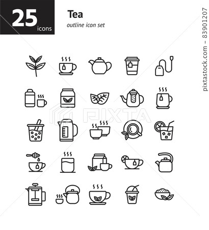 Tea outline icon set. Vector and Illustration. 83901207
