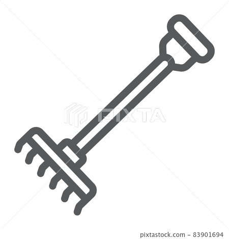 Rake line icon, farming and agriculture, garden tool sign vector graphics, a linear pattern on a white background, eps 10. Rake line icon, farming and agriculture, garden tool sign vector graphics, a linear pattern on a white background, eps 10. 83901694