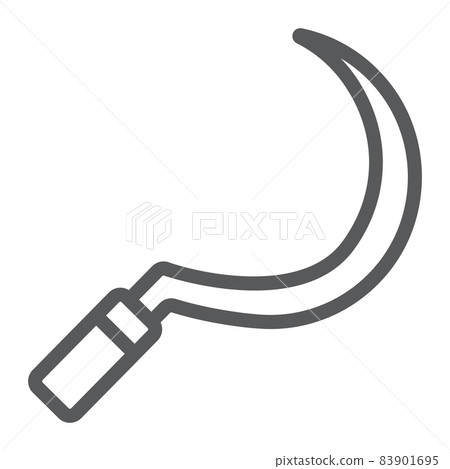 Sickle line icon, farming and agriculture, garden tool sign vector graphics, a linear pattern on a white background, eps 10. Sickle line icon, farming and agriculture, garden tool sign vector graphics, a linear pattern on a white background, eps 10. 83901695