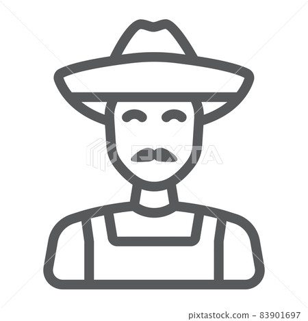 Farmer line icon, farming and agriculture, farm man sign vector graphics, a linear pattern on a white background, eps 10. Farmer line icon, farming and agriculture, farm man sign vector graphics, a linear pattern on a white background, eps 10. 83901697