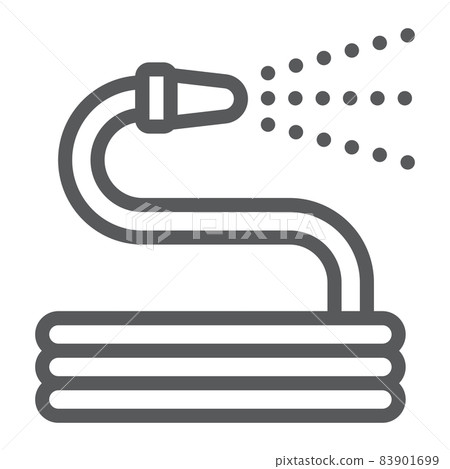 Garden hose line icon, farming and agriculture, water hose sign vector graphics, a linear pattern on a white background, eps 10. Garden hose line icon, farming and agriculture, water hose sign vector graphics, a linear pattern on a white background, eps 10. 83901699