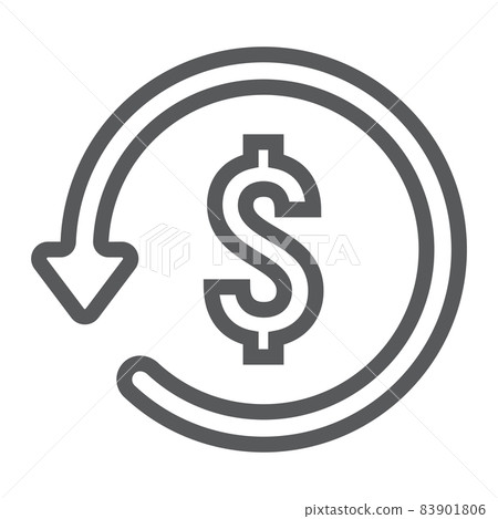 Chargeback line icon, e commerce and marketing, return on investment sign vector graphics, a linear pattern on a white background, eps 10. 83901806