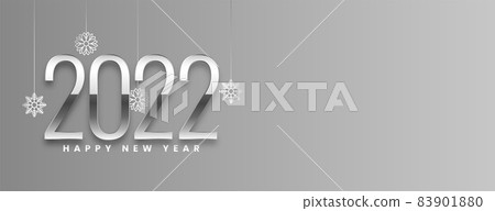 2022 happy new year siver text banner design 83901880