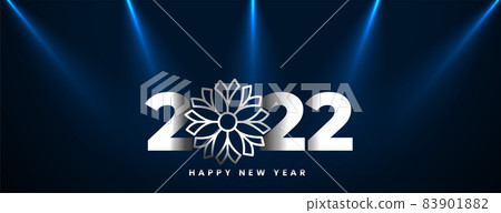 happy new year 2022 with focus lights and snowflake banner 83901882