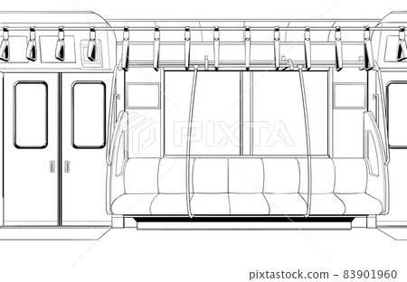 卡通風格鋼筆劃插圖火車_車內 83901960