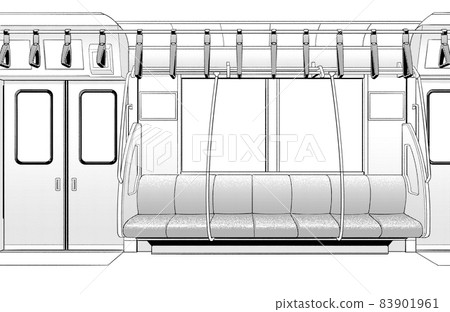 Cartoon style pen drawing illustration train_inside the car 83901961