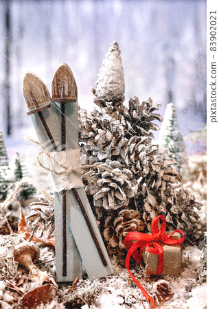 Christmas or New Year greeting card with winter forest 83902021