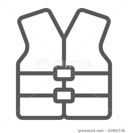 Life vest line icon, safety and swimming, life jacket sign vector graphics, a linear pattern on a white background, eps 10. Life vest line icon, safety and swimming, life jacket sign vector graphics, a linear pattern on a white background, eps 10. 83902536