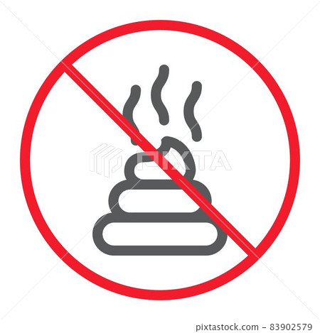 No Shit line icon, prohibition and forbidden, no feces sign vector graphics, a linear pattern on a white background, eps 10. No Shit line icon, prohibition and forbidden, no feces sign vector graphics, a linear pattern on a white background, eps 10. 83902579