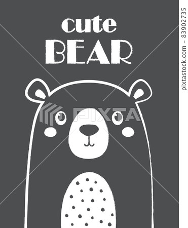 greeting card of cute bear isolated on black greeting card of cute bear isolated on black 83902735