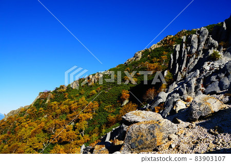 Direct climb route seen from Kaikoma-dake winding road Direct climb route seen from Kaikoma-dake winding road 83903107