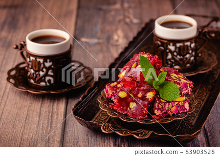 Turkish Delight and Traditional Turkish Coffee. Turkish Delight and Traditional Turkish Coffee. 83903528