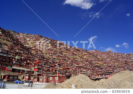 Monasteries lined up in Larungar, Kham region, Tibet Monasteries lined up in Larungar, Kham region, Tibet 83903659