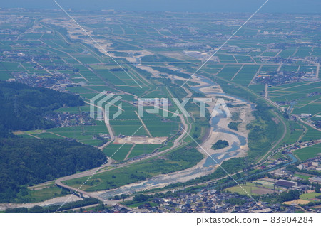 View of the Kanazawa Plain Tedori River alluvial fan from the Shishiku Highland Hakusan Tedori River Geopark 83904284