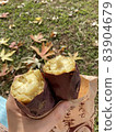 Roasted sweet potatoes eaten in the park 83904679