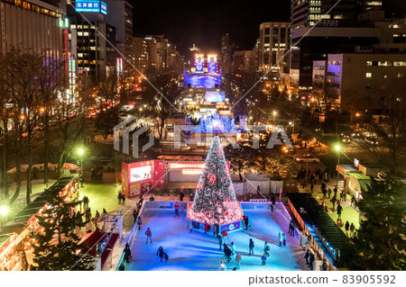 夜雪祭會場 電視塔鳥瞰圖 北海道札幌市觀光影像 83905592