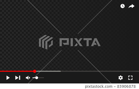 Video player interface design template for social media webpage. Full frame video player elements mockup template. Video player interface design template for social media webpage. Full frame video player elements mockup template. 83906878