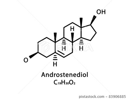 Androstenediol molecular structure. Androstenediol skeletal chemical formula. Chemical molecular formula vector illustration 83906885