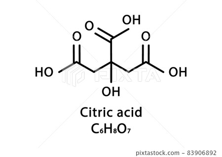 Citric acid molecular structure. Citric acid skeletal chemical formula. Chemical molecular formula vector illustration Citric acid molecular structure. Citric acid skeletal chemical formula. Chemical molecular formula vector illustration 83906892