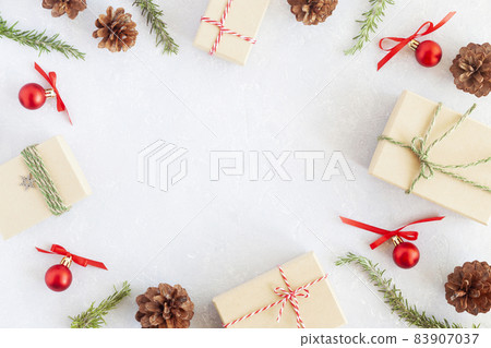 Christmas and New Year round flatlay composition 83907037