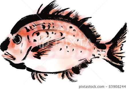 Japanese style hand-drawn brush illustration of sea bream 83908244