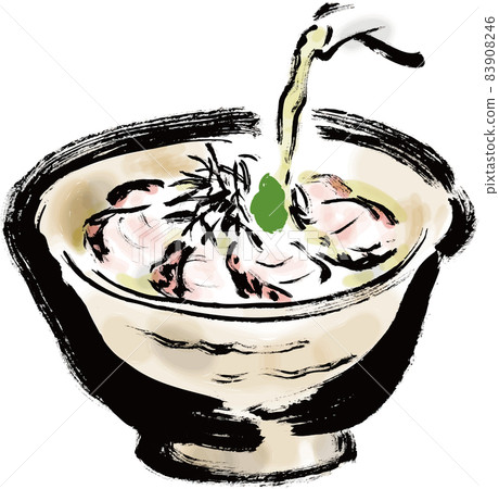 Sea bream chazuke Japanese style hand-painted brush illustration 83908246