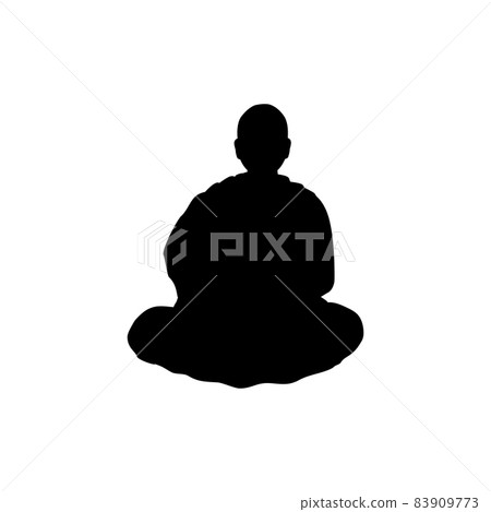 Silhouette buddhist monk in meditation. 83909773