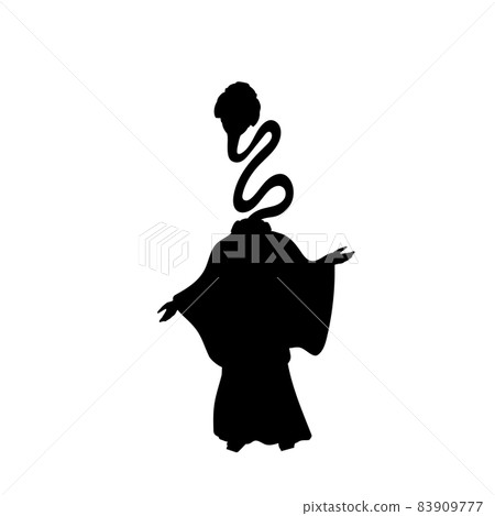 Silhouette mythology creature Rokurokubi or long neck woman. Silhouette mythology creature Rokurokubi or long neck woman. 83909777