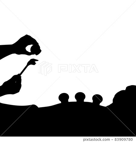 Silhouette hands of Therapist giving cupping therapy. Traditional oriental medicine. Silhouette hands of Therapist giving cupping therapy. Traditional oriental medicine. 83909780