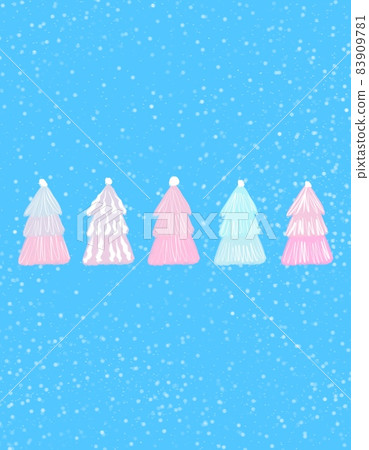 Winter card with pink Christmas trees. Abstract winter with empty place for text Winter card with pink Christmas trees. Abstract winter with empty place for text 83909781