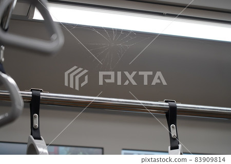 Cobweb on the straps of a train Cobweb on the straps of a train 83909814