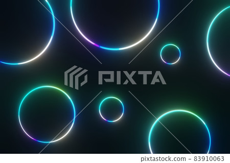 3d render of RGB neon light on darkness background. Abstract Laser lines show at night. Ultraviolet spectrum beam scene 3d render of RGB neon light on darkness background. Abstract Laser lines show at night. Ultraviolet spectrum beam scene 83910063