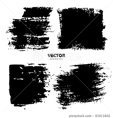 Set Brush Shape Vector Strokes in Black color on white background. Hand painted grange elements. Ink drawing. Dirty artistic design . Place for text, quote, information, company name. Set Brush Shape Vector Strokes in Black color on white background. Hand painted grange elements. Ink drawing. Dirty artistic design . Place for text, quote, information, company name. 83911602