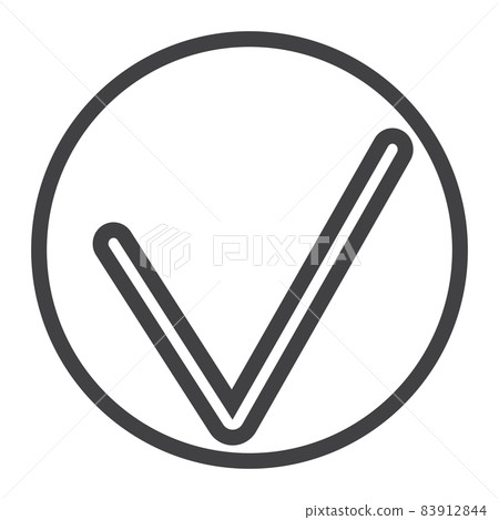 Tick line icon, web and mobile, check sign vector graphics, a linear pattern on a white background, eps 10. Tick line icon, web and mobile, check sign vector graphics, a linear pattern on a white background, eps 10. 83912844