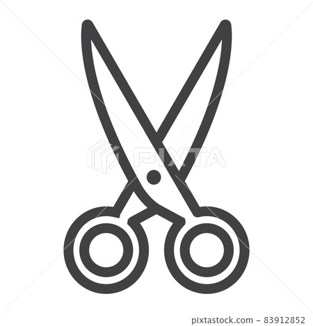Scissors line icon, web and mobile, cut sign vector graphics, a linear pattern on a white background, eps 10. Scissors line icon, web and mobile, cut sign vector graphics, a linear pattern on a white background, eps 10. 83912852