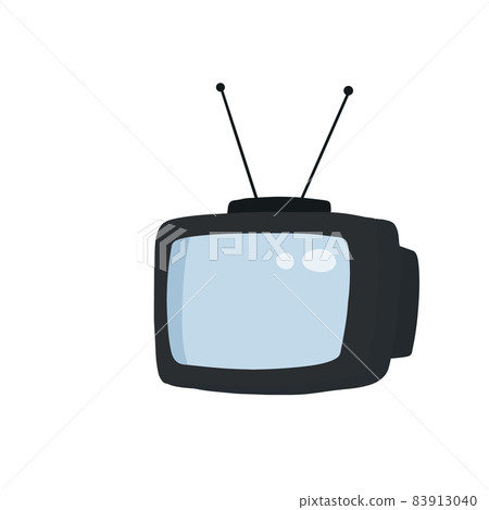 Retro TV with antenna. Television screen. 83913040