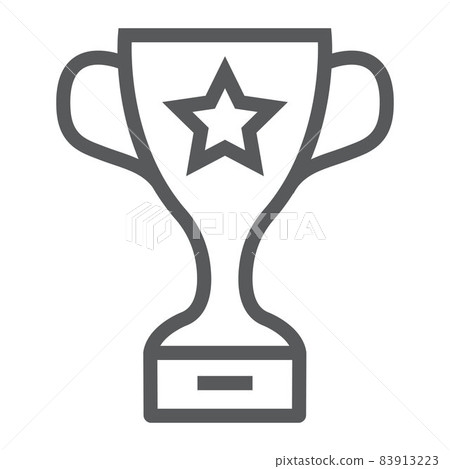 Winner trophy cup line icon, school and sport, award cup sign vector graphics, a linear pattern on a white background, eps 10. 83913223