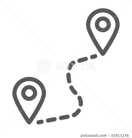 Route line icon, travel and tourism, location sign vector graphics, a linear pattern on a white background, eps 10. 83913256