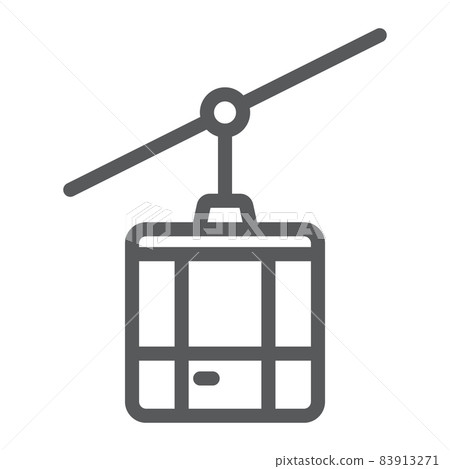 Funicular line icon, travel and tourism, cableway cabin sign vector graphics, a linear pattern on a white background, eps 10. Funicular line icon, travel and tourism, cableway cabin sign vector graphics, a linear pattern on a white background, eps 10. 83913271
