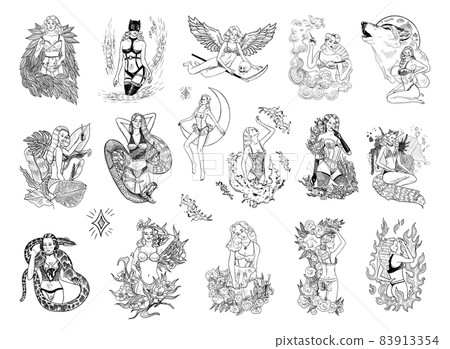 Erotic Girl Illustrations in Art Ink Style Erotic Girl Illustrations in Art Ink Style 83913354