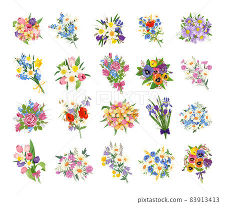 Set of Bouquets of Flowers Set of Bouquets of Flowers 83913413