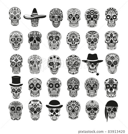 Black and White Mexican Skull Collection Black and White Mexican Skull Collection 83913420