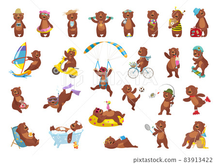 Set of Illustrations with Bear Character Set of Illustrations with Bear Character 83913422